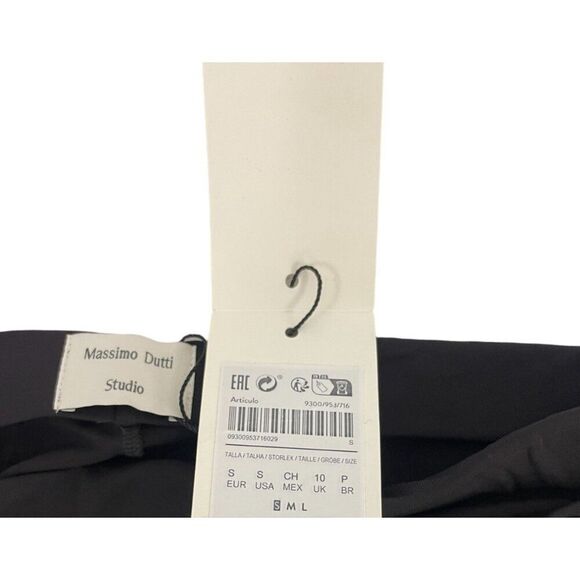 Massimo Dutti Womens Midi Skirt Small S brown Draped Zip Slit Back 9300/953 NWT - Picture 7 of 10